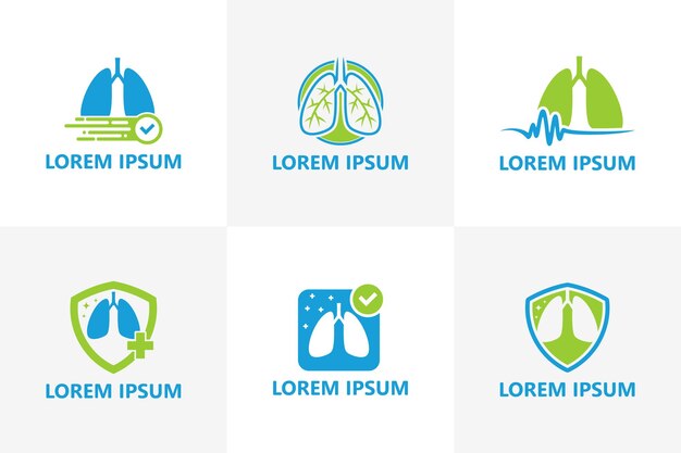 Conjunto de vector de diseño de plantilla de logotipo de pulmones