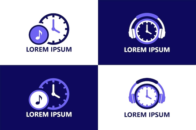 Conjunto de vector de diseño de plantilla de logotipo de tiempo de música
