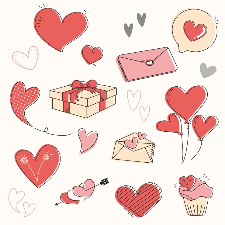 Conjunto de vector de elemento de corazón lindo