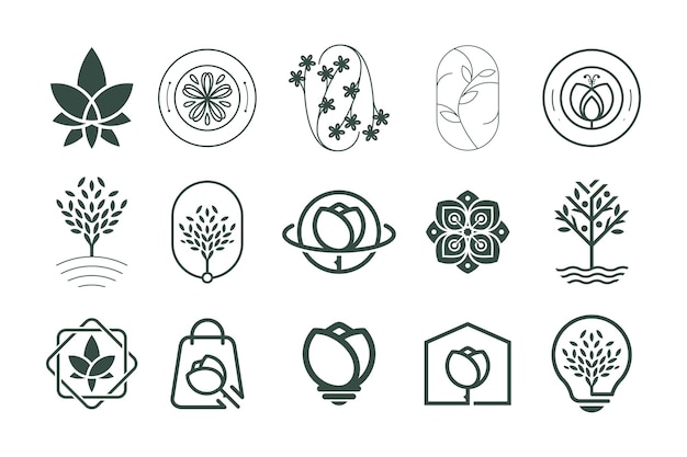 Conjunto de vector de elemento de diseño de logotipo de naturaleza con concepto creativo