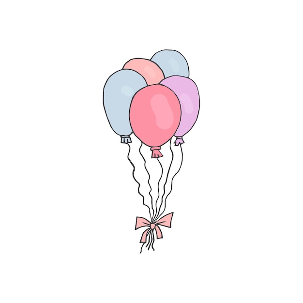 Conjunto de vector de globo de aire de bosquejo de garabato