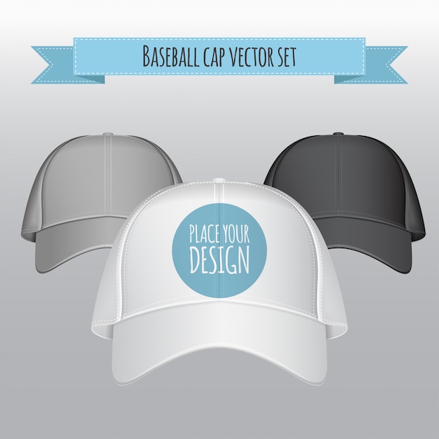 Vector conjunto de vector de gorra de béisbol ilustración realista