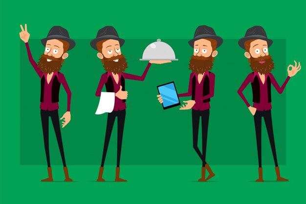 Conjunto de vector grande de dibujos animados lindo hipster chico personaje