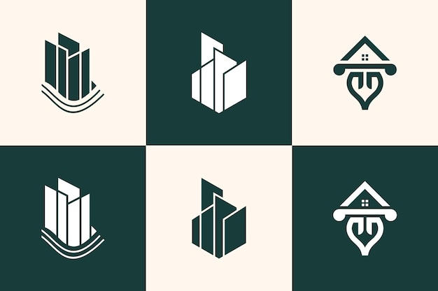 Conjunto de vector de icono de diseño de logotipo de elemento de casa con idea creativa