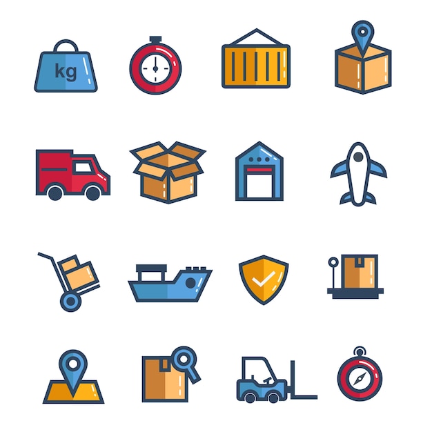 Conjunto de vector de icono logístico