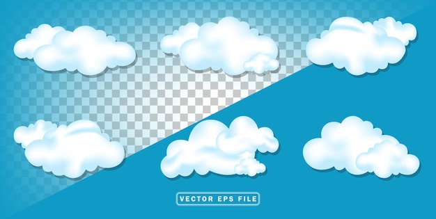 conjunto de vector de ilustración de nube 3d