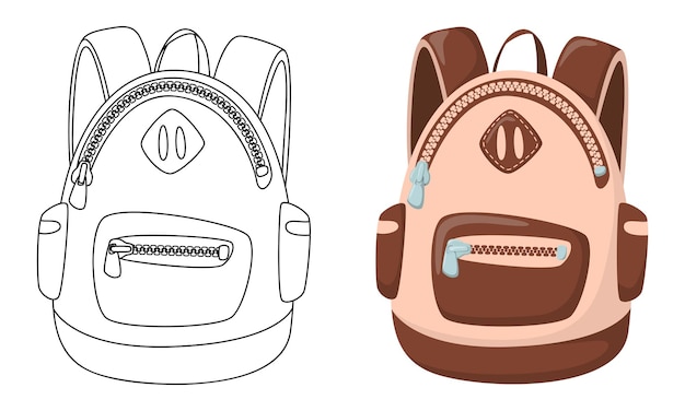 Conjunto, de, vector, ilustraciones, mochila, aislado, blanco, plano de fondo, en, línea, arte, y, casual, estilo