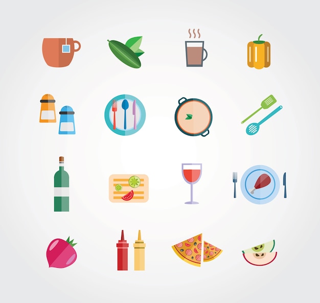 Conjunto de vector libre de alimentos. Iconos para el diseño