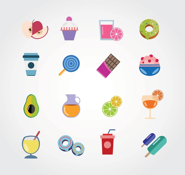 Conjunto de vector libre de alimentos. iconos para el diseño