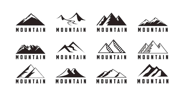 Conjunto de vector logo de aventura con icono de montaña