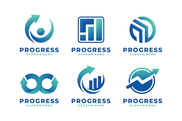 Conjunto de vector de logotipo degradado de progreso