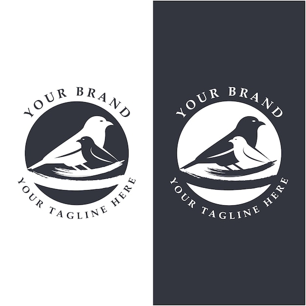 conjunto de vector de logotipo de nido de pájaro simple, moderno y elegante logotipo de nido de pájaro