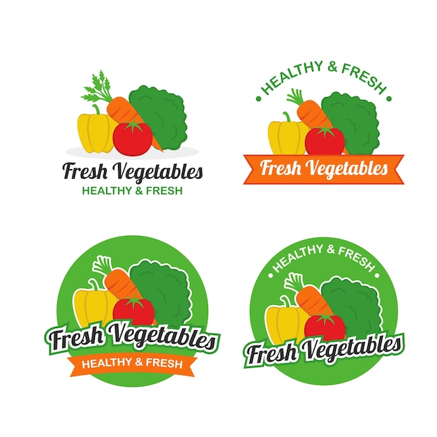 Conjunto de vector de logotipo de verduras