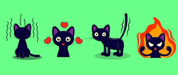 Conjunto de vector de paquete de icono de gato emoticono