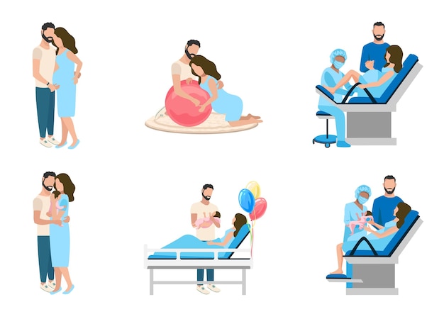 Conjunto de vector de parto de pareja