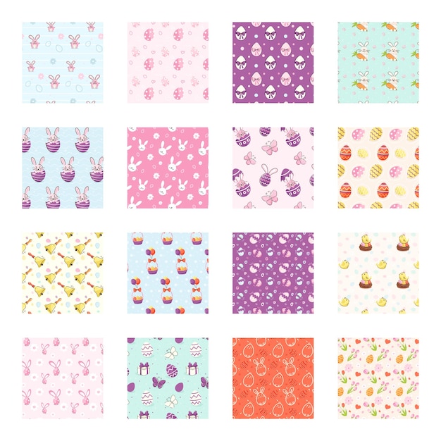 Conjunto de vector de patrón plano de Pascua