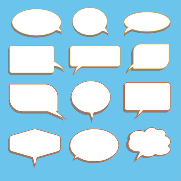 Conjunto de vector de pegatinas de burbujas de discurso