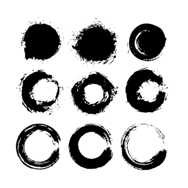 conjunto de vector de pincel de círculo grunge