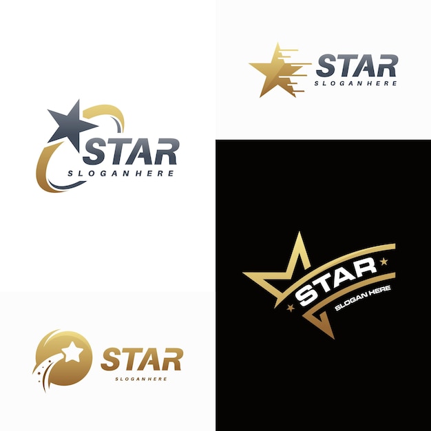 Conjunto de vector de plantilla de logotipo de estrella de oro de lujo