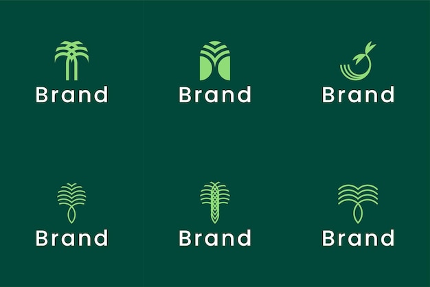 Conjunto de vector de plantilla de logotipo de línea de palma