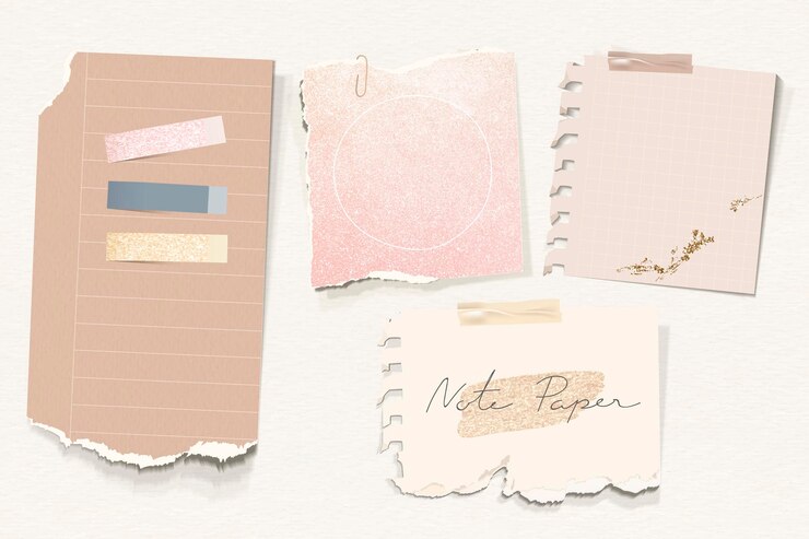 Conjunto de vector de plantilla de papel de nota de tono tierra brillante