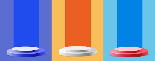 Conjunto de vector de podio abstracto que representa la forma 3d para colocar el producto con espacio de copia Moderno