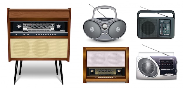 Conjunto de vector retro radio