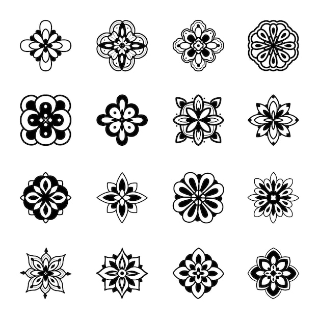 Conjunto de vector de silueta de flor