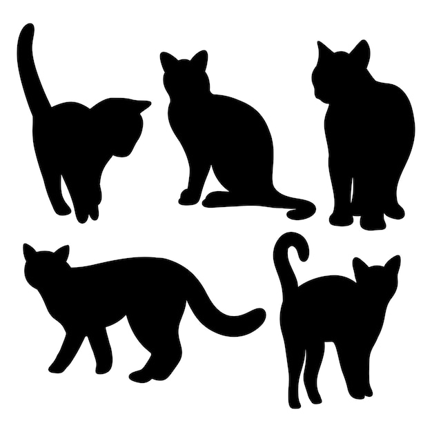 Conjunto de vector de silueta de gato