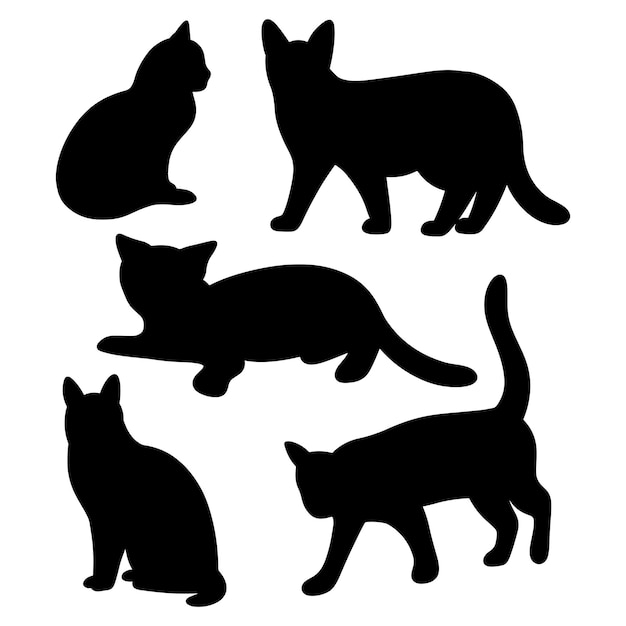 Conjunto de vector de silueta de gato