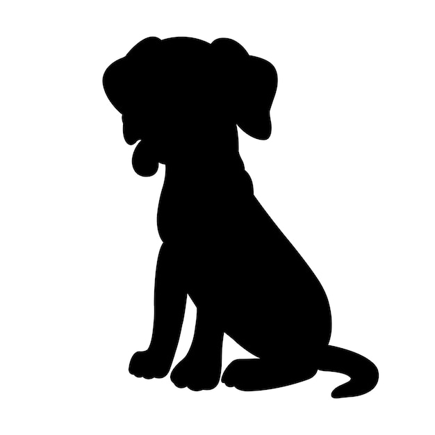 Conjunto de vector de silueta de perro aislado sobre fondo blanco conjunto de silueta de animales libro para colorear niños