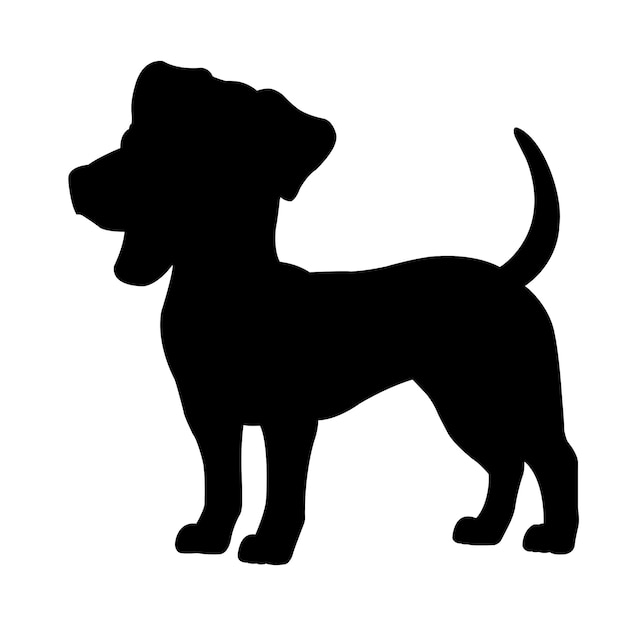 Vector conjunto de vector de silueta de perro aislado sobre fondo blanco conjunto de silueta de animales libro para colorear niños