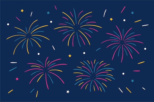Conjunto de vector simple de fuegos artificiales