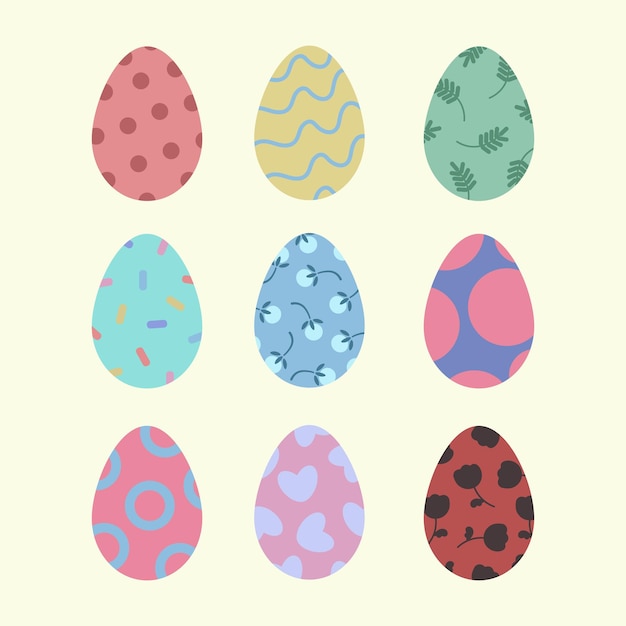 Conjunto de vector de vacaciones de ilustración de huevos de Pascua