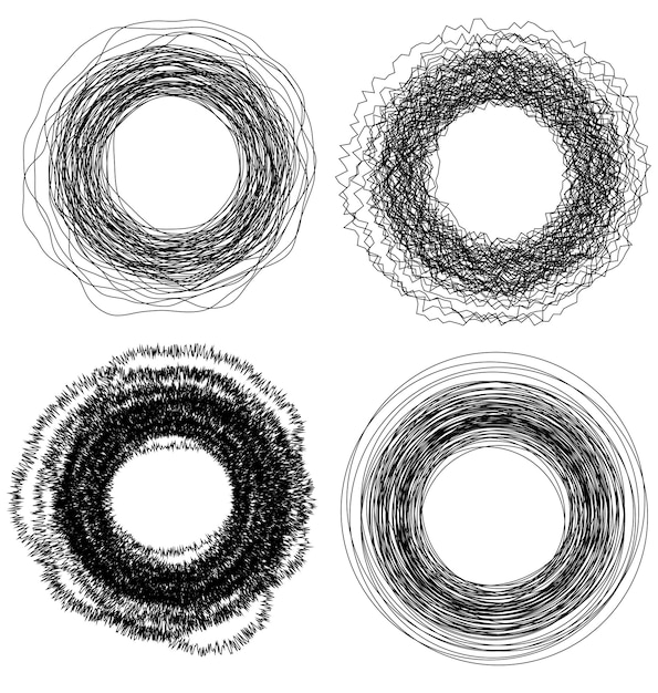 Vector conjunto de vectores abstractos de círculos de dibujo negro