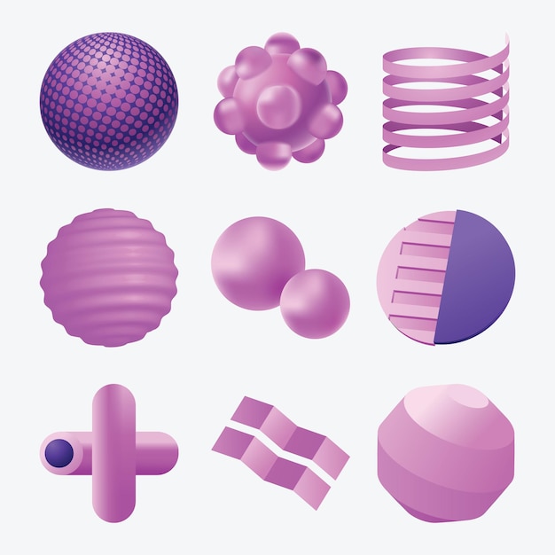 Conjunto de vectores abstractos de objetos 3D