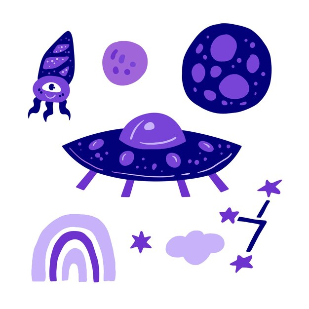 Conjunto de vectores alienígenas OVNI