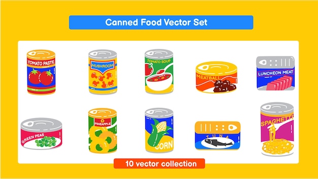 Conjunto de vectores de alimentos enlatados