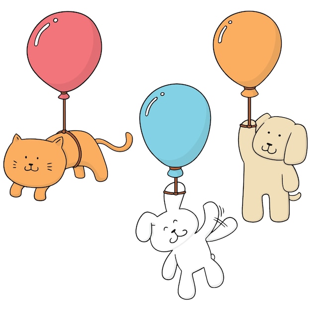 Conjunto de vectores de animales con globo