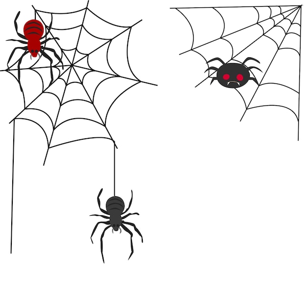 Conjunto de vectores de araña venenosa Imágenes prediseñadas de feliz halloween Personaje de Halloween Vector de insectos plano