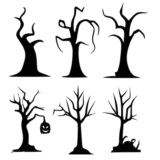 Conjunto de vectores de árbol espeluznante de Halloween