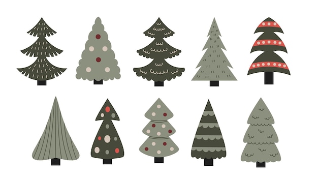 Conjunto de vectores de árbol de Navidad moderno