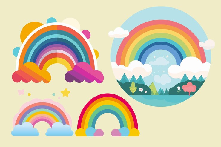 Conjunto de vectores de arco iris lindos