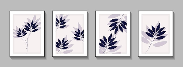 Conjunto de vectores de arte de pared botánico. Diseño de arte para impresión, portada, papel tapiz, decoración de paredes. ilustración vectorial