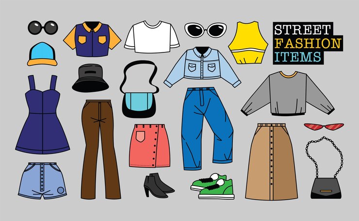 Vector conjunto de vectores de artículos de moda callejera