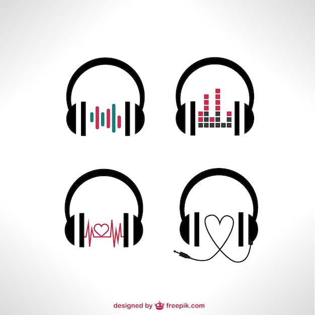 Vector conjunto de vectores de auriculares