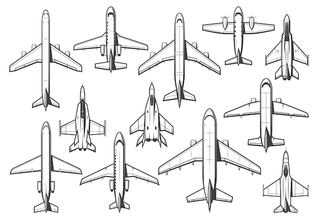 Conjunto de vectores de aviones civiles y militares modernos