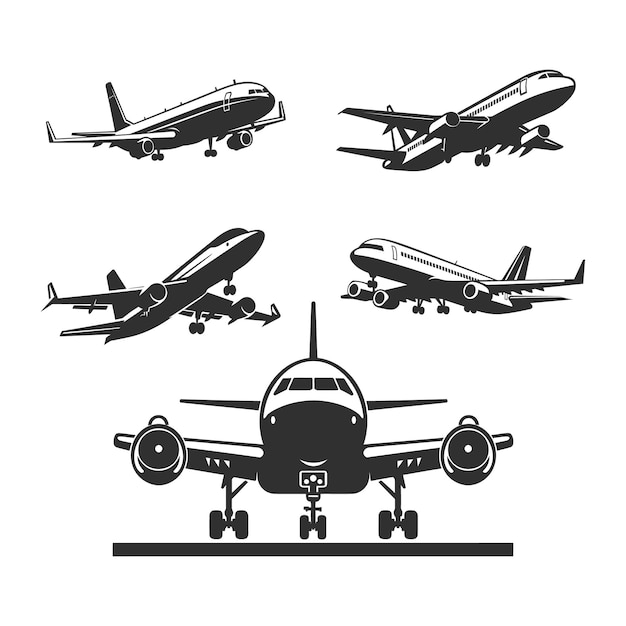 Conjunto de vectores de aviones de leyendas de ruta de vuelo