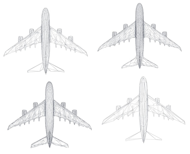 Vector conjunto de vectores de aviones de segmentos triangulares