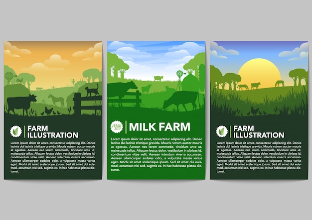 Vector conjunto de vectores de banner de granja